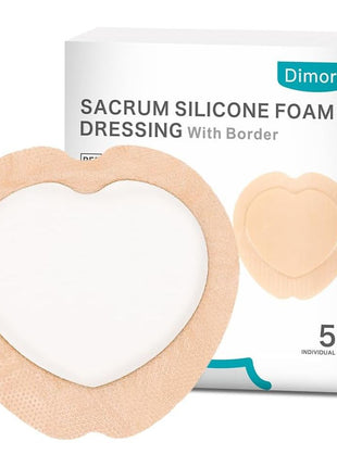 Dimora Wound Dressing Sacrum Foam Bandages Silicone Adhesive Border 7.08 inchx7.08 inch Waterproof Sacral Pads Absorbent Breathable Bed Sore Pressure Dressing