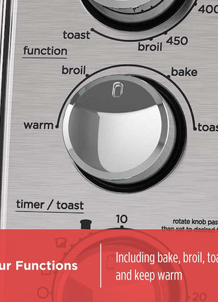 BLACK+DECKER 4-Slice Toaster Oven with Natural Convection, Stainless Steel, TO1760SS (TO1760SST-1)