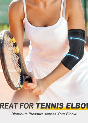 CAMBIVO 2 Pack Elbow Brace for Tendonitis, Tennis Elbow Compression Support Sleeve for Golfers Elbow Pain Relief, Arthritis, Bursitis, Workout, Weightlifting