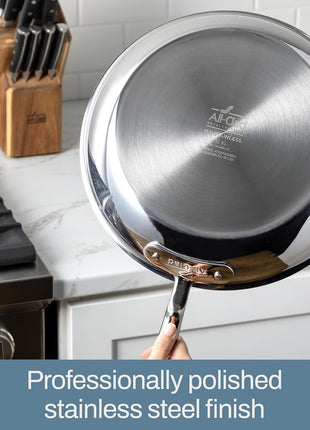 All-Clad D3® Stainless Steel 12 inch Frying Pan With Lid- Made in the USA- The Original Bonded Professional Cookware- Oven Safe & Induction Compatible