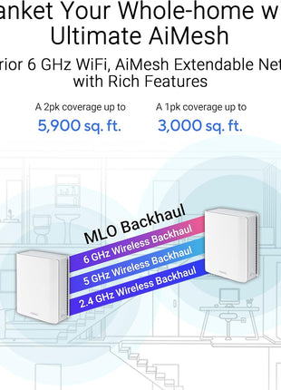 ASUS ZenWiFi BT8 WiFi 7 Mesh Router - Tri-Band, 5.9k sq. ft., 14 Gbps (2PK)
