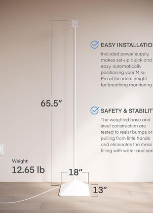 Miku Pro Smart Baby Monitor with Camera, Track Live Breathing with No Wearable, Real-Time Alerts, Sleep Analytics, 1080p Wi-Fi Video, Night Vision, and 2-Way Audio, Wall Mount & Floor Stand Included