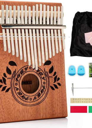 UNOKKI 17-Key Kalimba Thumb Piano - Portable Mahogany Percussion Mbira Instrument - Beginner Tuning Set, Music Instruments for Gift - Light Brown