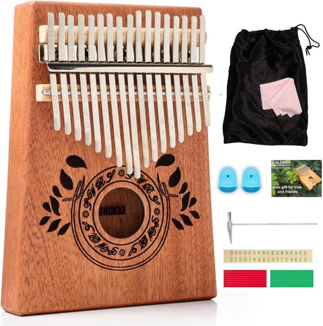 UNOKKI 17-Key Kalimba Thumb Piano - Portable Mahogany Percussion Mbira Instrument - Beginner Tuning Set, Music Instruments for Gift - Light Brown