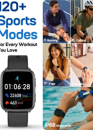 MorePro Fitness Tracker with 24/7 Heart Rate & Blood Pressure Monitor, Blood Oxygen & Sleep Tracker, Smart Watch with Step Calorie Counter, IP68 Waterproof Activity Tracker for Women Men Android iOS