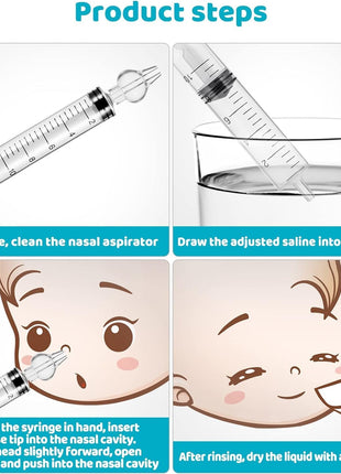 Baby Nasal Aspirator, Sinus Rinse System Professional Baby Nasal Irrigator- Portable Infant Nose Cleaner Quick Rinse Device for Newborn Infants Kids Children- BPA Free More Convenient, 4 Packs 1