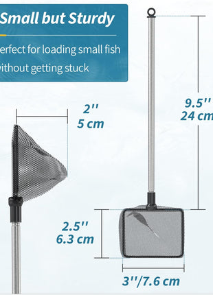 Pawfly Aquarium Fish Net with Extendable 9-24 Inch Long Handle for Betta Fish Tank Small Koi Pond and Pool