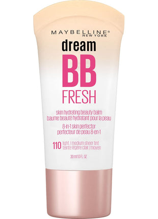 Maybelline Dream Fresh Skin Hydrating BB cream, 8-in-1 Skin Perfecting Beauty Balm with Broad Spectrum SPF 30, Sheer Tint Coverage, Oil-Free, Light/Medium, 1 Fl Oz