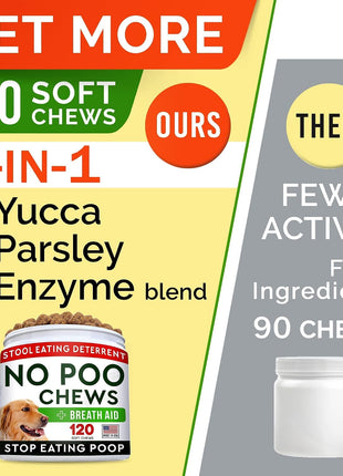 No Poo Treats + Dog Probiotics for Picky Eaters Bundle - No Poop Eating for Dogs + Chewable Fiber Supplement - Digestive Enzymes + Prebiotics - Coprophagia Stool Eating Deterrent + Improve Immunity