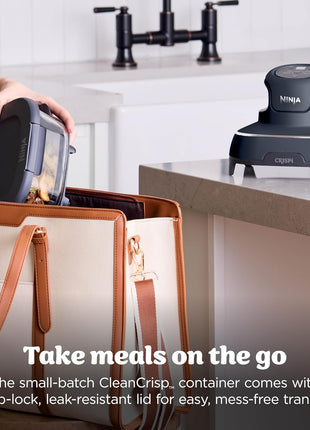 Ninja Crispi Glass Air Fryer, 4-in-1, Grey, FN101GY | Max crisp, bake, air fry, recrisp, 450F max, 4 Qt and 6 Cup containers, PFAS-free glass