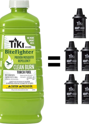 TIKI Clean Burn Mosquito Repellent Torch Fuel – 1/2 Gallon (64 oz.), Smokeless & Low-Soot Citronella, Mosquito Repellent, Plant-Based Formula for Outdoor, Patio, Garden & Backyard Torches