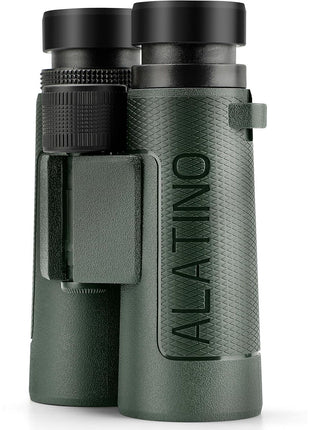 Alatino 12x42 High Powered Binoculars with Harness, Optical Solution Features Bak-4 Prisms & FMC Lens for Bird Watching, Hunting, Extended Travel and Cruise (Green)