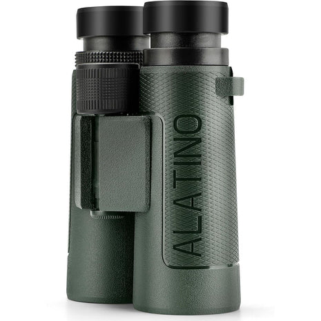 Alatino 12x42 High Powered Binoculars with Harness, Optical Solution Features Bak-4 Prisms & FMC Lens for Bird Watching, Hunting, Extended Travel and Cruise (Green)