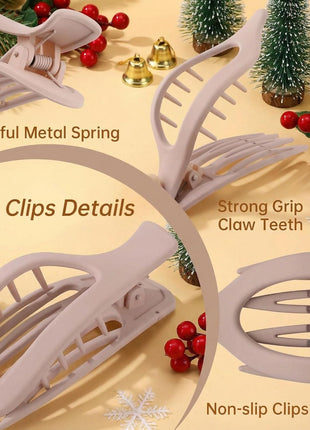 French Concord Hair Clips - 6Pcs Side Slide Volume Clips for Women Girls, Strong Hold No Slip Grip, Thick or Thin Hair (Matte Finish, L:4.6 IN, W:1.97IN)