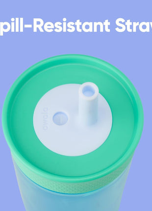 Owala Tumbler Kids Plastic Water Bottle 15 oz Blues | Spill-Resistant Lid | Reusable Straw | Cup-Holder Friendly | BPA, Lead, and Phthalate-Free