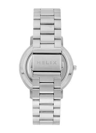 Helix by Timex Analog Watch for Man with Silver Round Dial & Silver Stainless Steel Bracelet Band Water Resistant Men's Wrist Watches - TW063HG01T