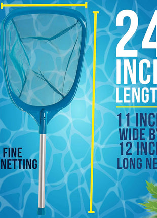 U.S. Pool Supply Professional Spa, Hot Tub, Pool Hand Leaf Skimmer Net with Aluminum Pole - Deep Ultra Fine Mesh Netting Bag Basket, Clean The Finest Debris - Pond Small Kid Kiddie Inflatable Pool