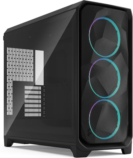 Fractal Design Meshify 3 XL Black RGB Tempered Glass Light Tint - High Airflow PC Gaming Case - Mesh Front Panel - Three ARGB Momentum 14 Gen 2 Fans Included - Spacious Interior - GPU up to 512mm
