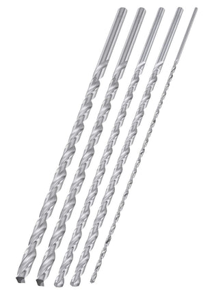 NEIKO 10047A Extra Long Drill Bit Set | 5-Piece | M2 HSS Steel | 12-Inch Length | 1/8, 3/16, 1/4, 5/16, and 3/8-Inch