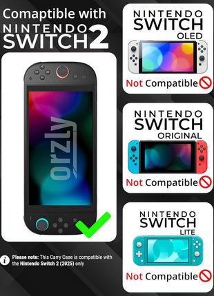 Orzly Case Compatible with Nintendo Switch 2 Protective Carry Case (2025 Model) with Screen Padding, Game Card microSD Pockets for Console and Accessories Screen Size 7.9" - Gift Boxed