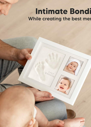 Baby Hand and Footprint Kit Quick Dry Clay Baby Footprints (Alpine White) | Pets Paw Kit, Newborn Keepsake Picture Frame for Boys, Girls, Personalized New Mom Gifts for Shower & Registry, Grandparents