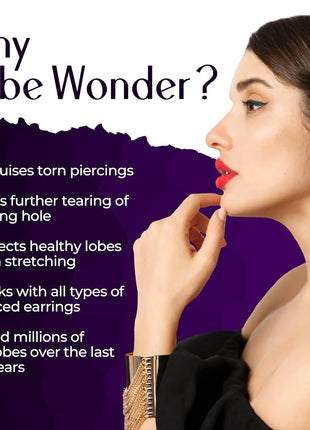 Lobe Wonder - The ORIGINAL Ear Lobe Support Patch for Pierced Ears - Eliminates the Look of Torn or Stretched Piercings - Protects Healthy Ear Lobes from Tearing - 60 Patches - Clear & Latex-Free