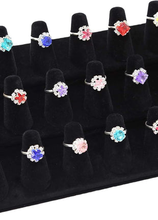 Stratalife Ring Holder 18 Slot Finger Ring Display Jewelry Holder Organizer Storage Jewelry Display Stand for Vendor Selling Velvet Black