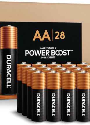 Duracell Coppertop AA Batteries, 28 Count, 12-Year Shelf Life, Storage Tray