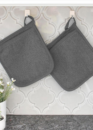 Ritz Terry Pocket Mitt & Hot Pad: Unparalleled Heat Resistant, Durable 100% Cotton ? Ergonomically Designed for Optimal Grip ? Easy Care Machine Washable, Perfect for Your Kitchen ? Graphite, 2 Pk