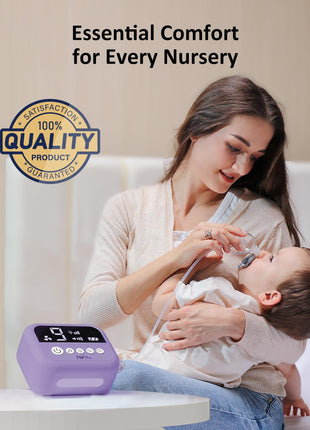 HEYVALUE Nasal Aspirator for Baby, Hospital Grade Nose Sucker with 9 Levels Suction, Night Light and Nursery Rhyme Soothing, Electric Nose Suction for Baby with Food-Grade Silicone Tips Purple
