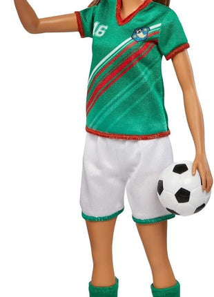 Barbie Careers Fashion Doll & Accessory, Soccer Player with Brunette Ponytail, #16 Uniform, Tall Socks, Cleats & Ball