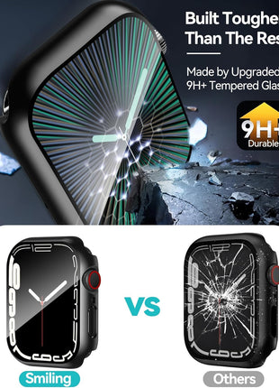 Smiling 2 Pack Case Compatible with Apple Watch SE 3 (2025)/ SE 2/ SE/Series 6/5/4 44mm with Tempered Glass Screen Protector, Hard PC Case Overall Protective Cover - Black