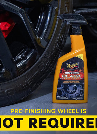 Meguiar's Hot Rims Black Wheel Cleaner, Deep Foaming Gel Specially Formulated to Effectively Clean Matte, Gloss, Satin, and Chrome Black Wheels, 24 Oz Spray Bottle