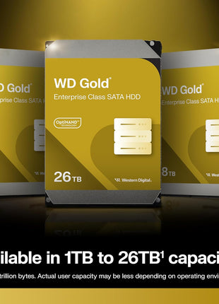 Western Digital 24TB WD Gold Enterprise Class SATA Internal Hard Drive HDD - 7200 RPM, SATA 6 Gb/s, 512 MB Cache, 3.5 inch - WD242KRYZ