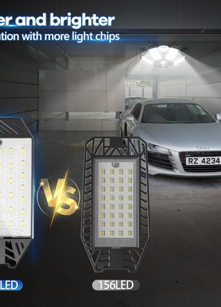 XINGHUANLIT Garage Light 2 Pack - 200W 20000LM Garage Lights Ceiling LED 6500K with 6 Deformable Panels, Screw in E26/E27 Bulb Socket LED Shop Lights for Workshop Barn Basement Gym Bay Lighting