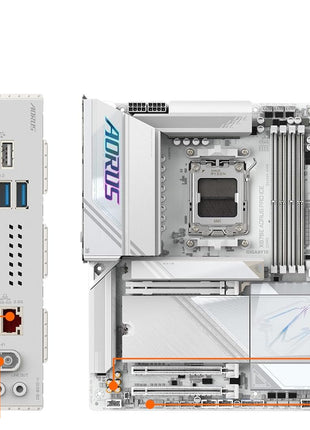 GIGABYTE X870E AORUS PRO ICE AMD AM5 LGA 1718 Motherboard, ATX, DDR5, 4X M.2, PCIe 5.0, USB4, WIFI7, 2.5GbE LAN, EZ-Latch, 5-Year Warranty