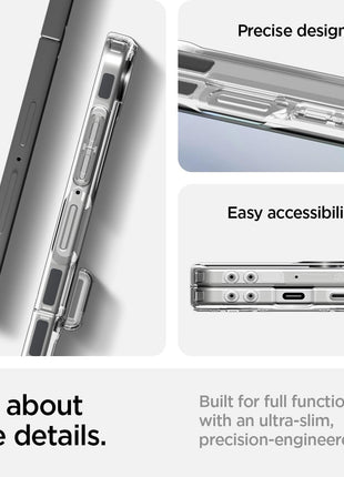 Spigen for Galaxy Z Flip 7 Case, Ultra Hybrid Pro MagFit [Hinge Protection] [Qi2.1 Certified/Magnet for Galaxy] - Clear White