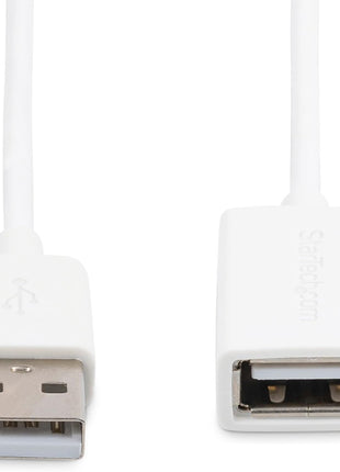 StarTech.com 1m White USB 2.0 Extension Cable Cord - A to A - USB Male to Female Cable - 1x USB A (M), 1x USB A (F) - White, 1 Meter (USBEXTPAA1MW)