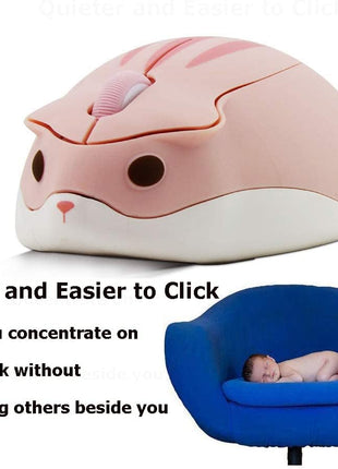 2.4GHz Wireless Mouse Cute Hamster Shape Less Noice Portable Mobile Optical 1200DPI USB Mice Cordless Mouse for PC Laptop Computer Notebook MacBook Gaming Kids Girl Men Women Adults Gift (Pink)