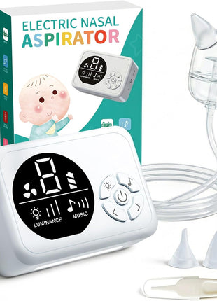 Nasal Aspirator for Baby, Hospital-Grade Nose Sucker for Baby with 9 Levels Suction, 3 Silicone Nozzles Electric Nose Suction with Night Light and Nursery Rhyme Soothing for Toddler & Newborn & Kids