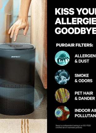PuroAir 240 HEPA Air Purifiers for Home Pets Air Cleaner up to 1,000 Ft2 - HEPA Filter + CarbonTech up to 500X Stronger - Cleans Air Fast - Auto, Sleep Modes Air Purifiers for Bedroom, Office, Dorm