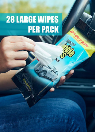 Invisible Glass 90161 Large Glass Cleaning Wipes for Streak-Free Windows, Mirrors, and Glass, Lint-Free, Ammonia-Free, Tint-Safe, for Home and Auto, Flat Pack, 28 Count