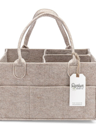 Parker Baby Diaper Caddy - Nursery Storage Bin and Car Organizer for Diapers and Baby Wipes - Oatmeal, Regular