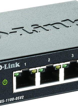D-Link DGS-1100-05V2 Managed Smart Switch, 5 Gigabit Ports, VLAN Support, Layer 2 Functionality, QoS, 802.3az EEE, Fanless