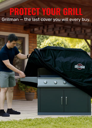 Grillman Grill Cover, BBQ Outdoor Grill Covers, Charcoal, Gas Grills, Waterproof, Rip-Proof, Weather-Resistant, Anti-UV, Barbecue Cover for Weber, Genesis, Charbroil, Nexgrill, etc (Black, 58 Inch)