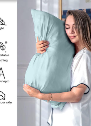Mulberry Silk Pillowcase for Hair and Skin Standard Size 20 inchx 26 inch with Hidden Zipper Soft Breathable Smooth Cooling Pillow Covers for Sleeping(Haze Blue,1Pcs)