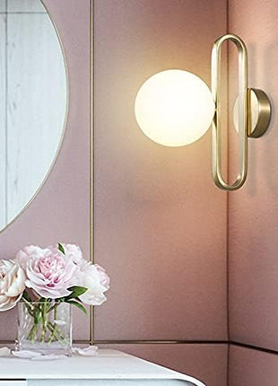 Wall Light - Glass Ball Bedside Wall Lamp Fashion Retro Brass Molecule Design Kitchen Foyer Study Decorative Led Indoor Lighting,Lighting Fixtures s/Nature White(35005500K)/s