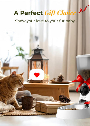 ARENTI Smart Automatic Cat Feeder and Water Fountain, 4L Pet Feeder Cat Food Dispenser with Camera, Dual Power, App Control, Live View & Night Vision, Meal Call, Hygienic Water Flow, Desiccant Bag