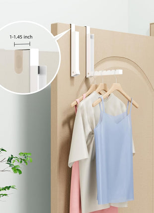 BAKON Over The Door Hanger Folding Clothes Drying Rack, Folding Hanging Coat Rack for Indoor Laundry Room Compact Small Space Foldable Portable Clothing Hanger Hook Collapsible- 2 Pack