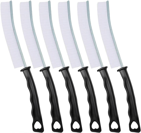 Hard Bristle Crevice Cleaning Brush, Versatile Scrub Tool for Kitchen, Window, Vehicle, Faucets,Grout, Household Use, and Bathroom 6 Pack Color Black and White